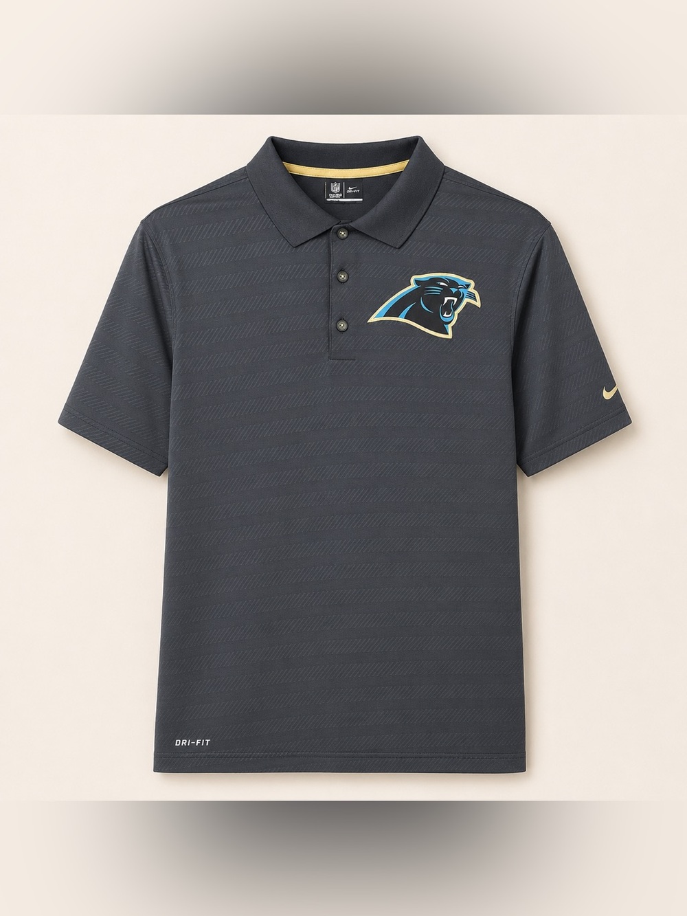NFL NIKE dri-fit Men's Charcoal Polo with Panthers Logo